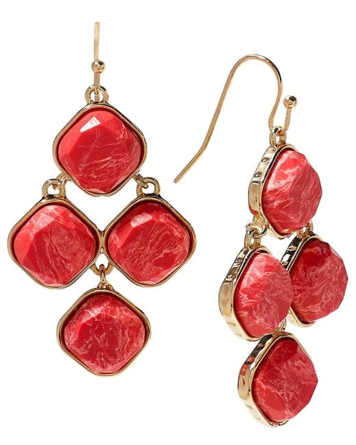 Style & Co. Red Stone Kite Drop Earrings