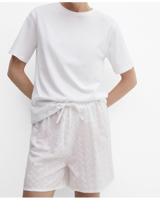 Mango White Two-piece Cotton Pajamas