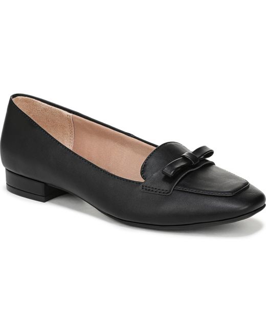 LifeStride Black Claudine Square Toe Block Heel Ballerina Flats