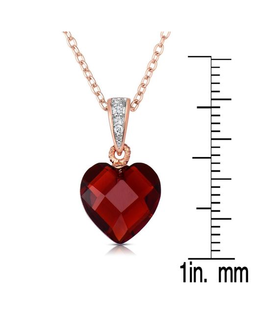 Genevive Jewelry Red Sterling Silver Cubic Zirconia Heart Shape Necklace
