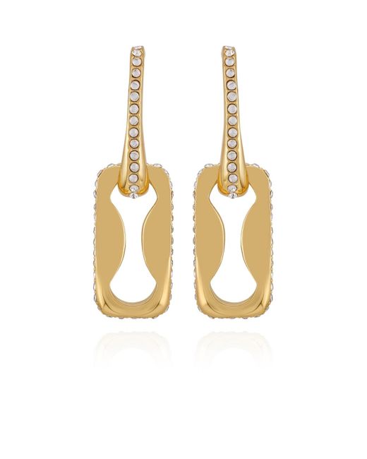 Vince Camuto Metallic Interlocking Link Earrings With Crystal Pavé