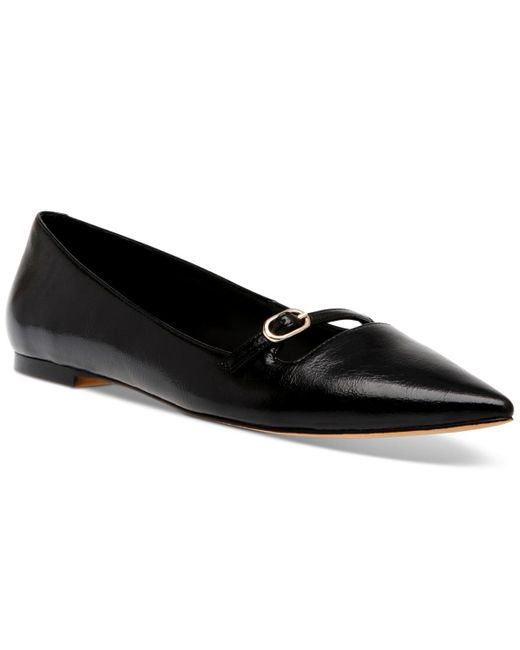 Steve Madden Black Luvey Pointed-toe Strapped Flats