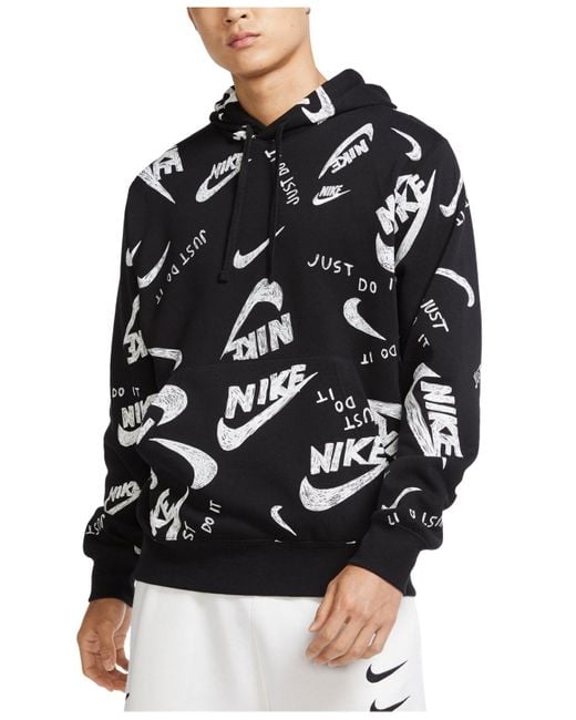 Nike Black Sportswear Club Fleece Logo-print Hoodie for men