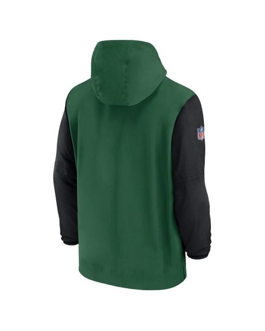 Nike Green/black New York Jets 2024/25 Sideline Pre-game Player 1/2-zip Hoodie Jacket for men