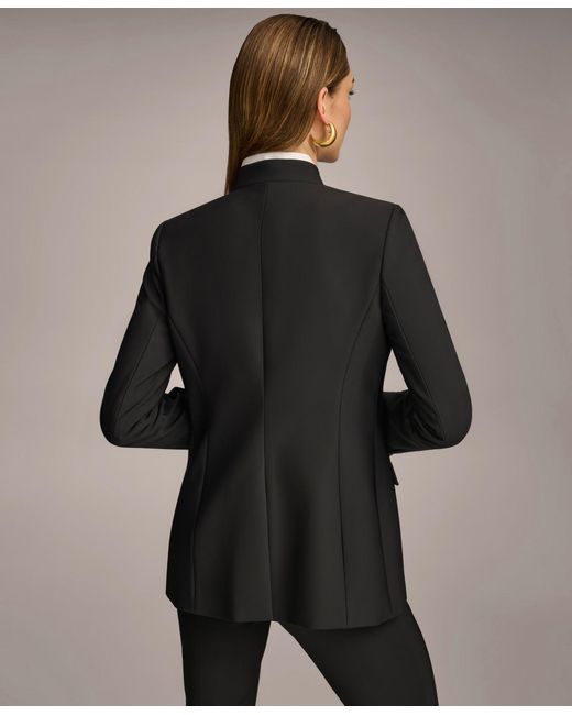 Donna Karan Black Button Sleeve Blazer