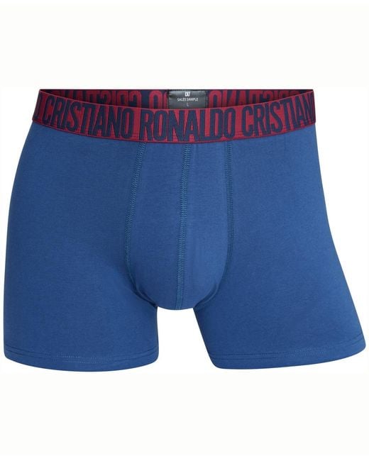Cr7 Blue Cotton Blend Trunks for men