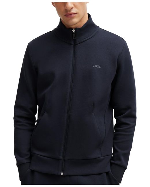 Boss Blue Boss By Logo Print Zip-up Sweatshirt for men