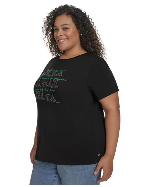 Karl Lagerfeld Black Plus Size Paris City Skyline Graphic T-shirt