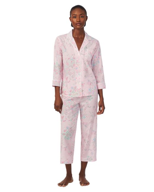 Lauren by Ralph Lauren Pink Petite 2-pc. Notched-collar Pajamas Set