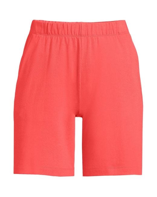 Lands' End Red Petite Sport Knit High Rise Elastic Waist Shorts