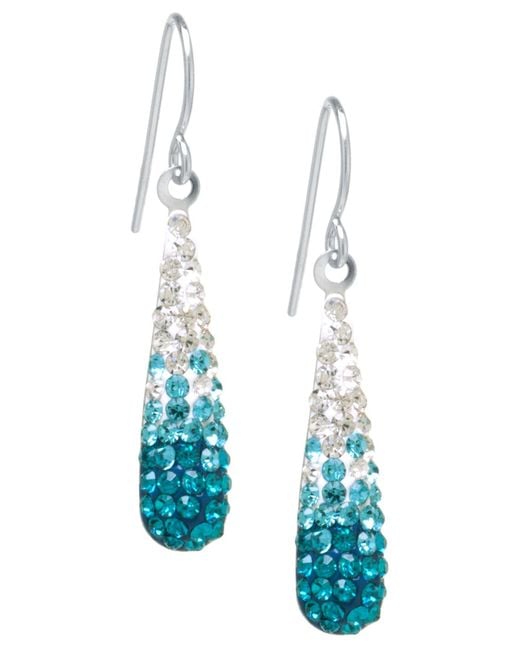 Giani Bernini Pave Two Tone Crystal Teardrop Earrings Set In Sterling Silver. Available In Clear And Blue