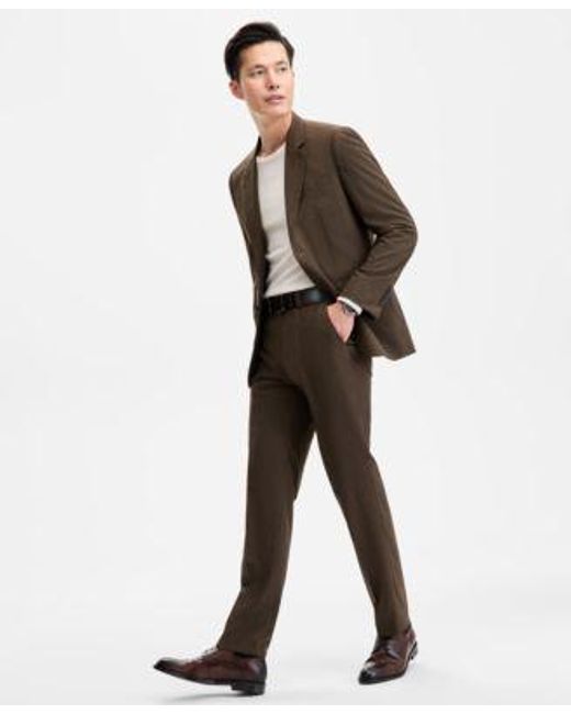 Boss Brown Hugo By Modern Fit Solid Suit Separates for men