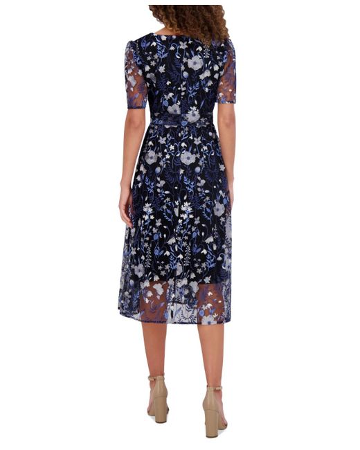 kensie blue lace dress Kensie Women's Illusion Lace Dress (4, Navy)