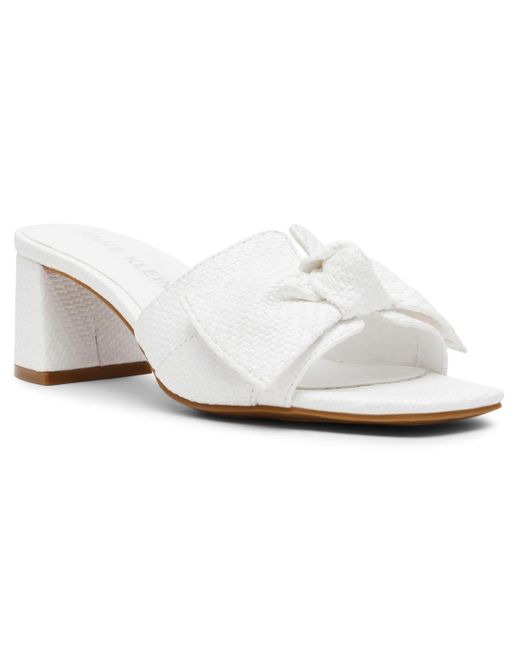Anne Klein White Kizmet Knot Block Heel Dress Sandals