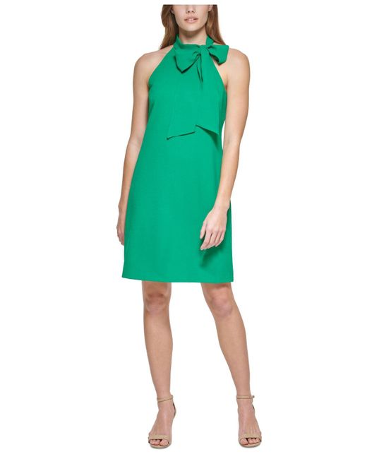 Vince Camuto Synthetic Bow-neck Halter Dress in Green - Lyst