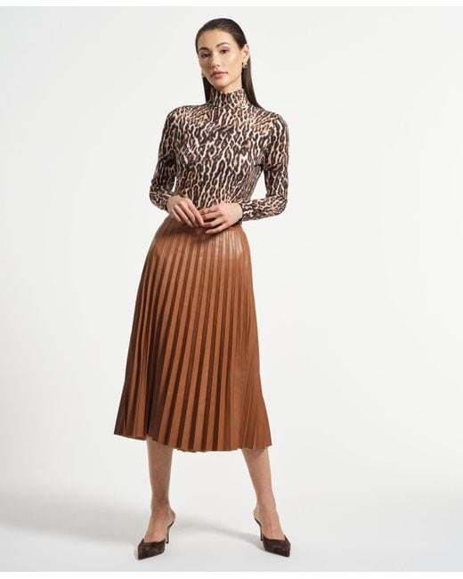 Isaac Mizrahi New York Brown A-line Pleated Skirt