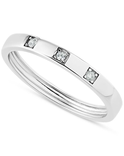 Macy's White Pave Cubic Zirconia Triple Stone Ring