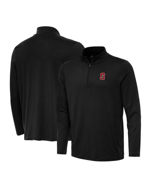 Antigua Black Stanford Cardinal Reprocess Quarter-zip Sweatshirt for men