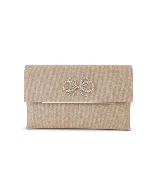 Badgley Mischka Natural Woman's Millie Signature Frame Mini Pleated Satin Pouch