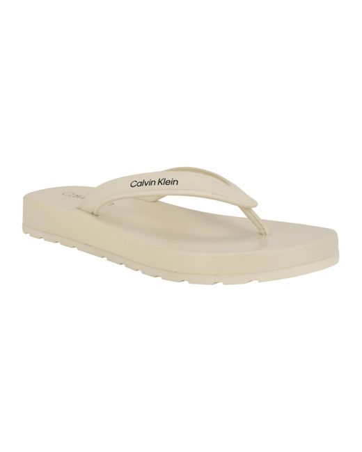 Calvin Klein White Waves Flat Thong Sandals