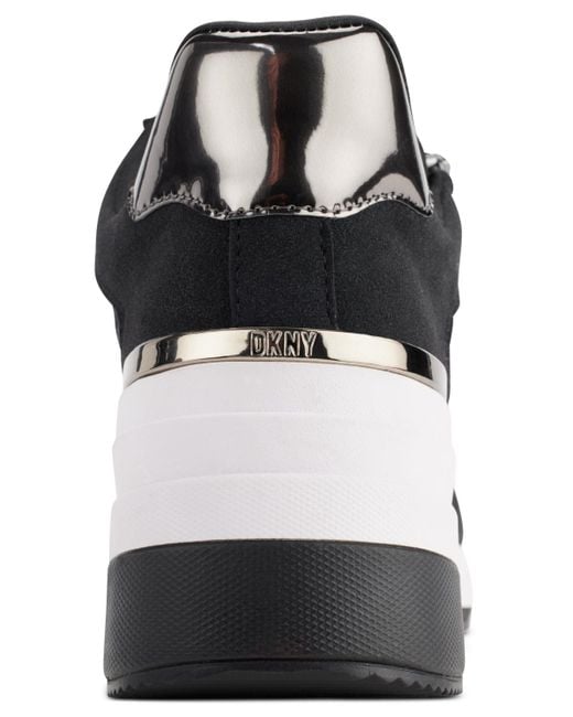 DKNY Black Everyday Kaden-lace Up Wedge Athleisure Sneaker