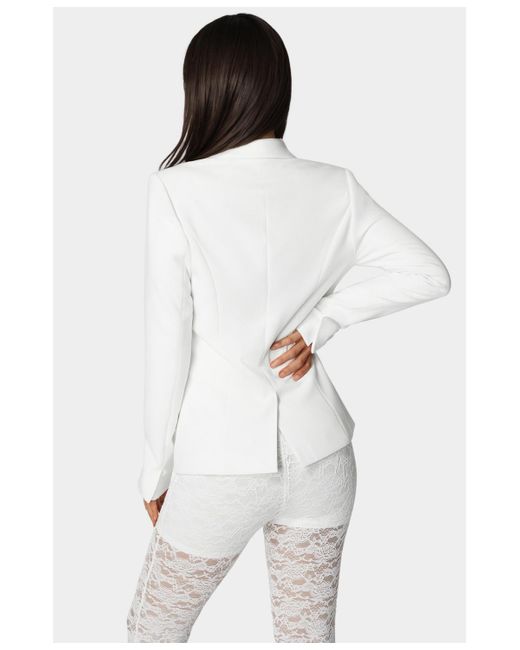 Bebe White Tailored Lace Combo Blazer