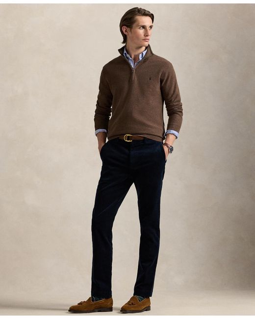 Polo Ralph Lauren Brown Mesh-knit Cotton Quarter-zip Sweater for men