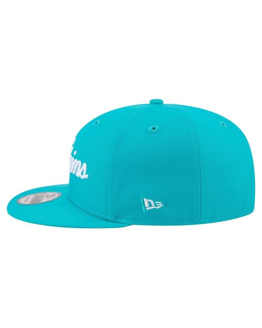 KTZ Blue Miami Dolphins Core Team Script 9fifty Snapback Hat for men