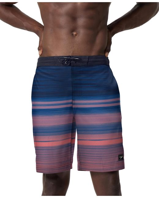 Speedo Blue Onshore Bondi Basin Ombre Stripe Drawstring 9" Boardshorts for men