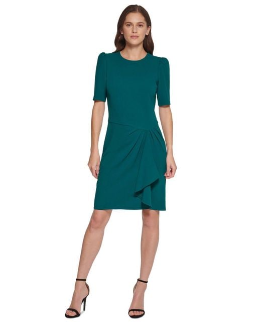 DKNY Puffsleeve Drapeddetail Sheath Dress in Green Lyst