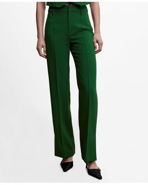Mango Green Straight Suit Pants