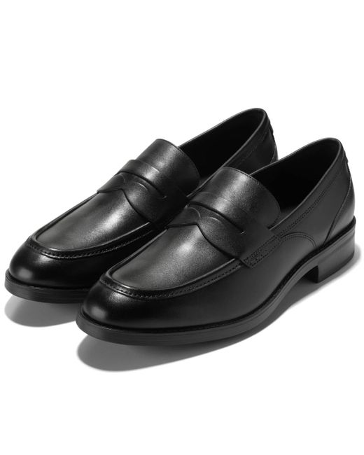 Cole Haan Black Newmark Grand Penny Round Toe Loafers for men