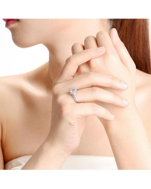 Genevive Jewelry White Sterling Silver Cubic Zirconia Circle Solitaire Ring