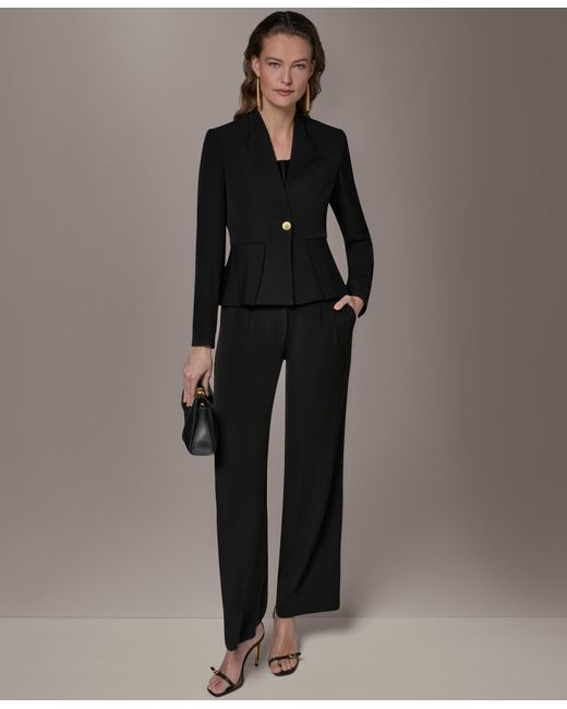 Donna Karan Black Petite Collarless Cropped Jacket