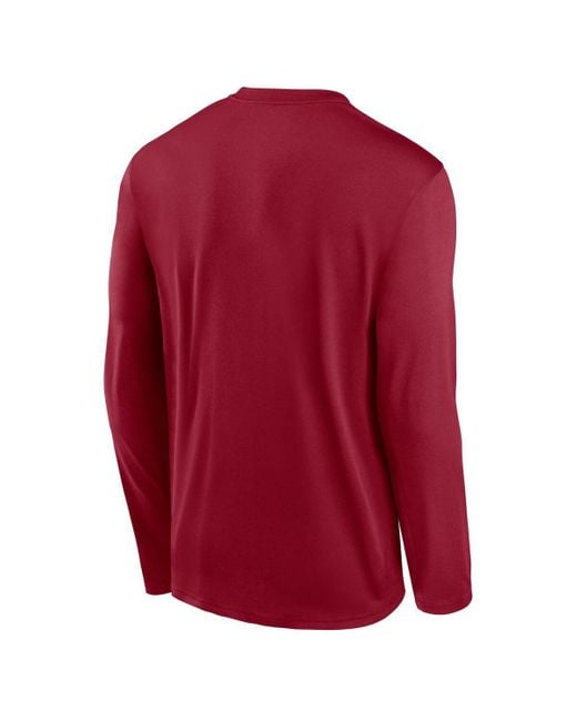 Nike Red Alabama Tide 2025 Courtside Basketball Shootaround Legend Dri-fit Long Sleeve T-shirt for men