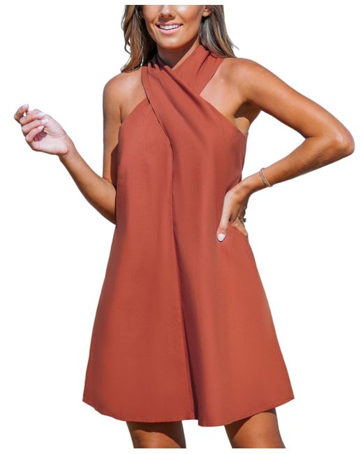 CUPSHE Red Twist Halter Mini Beach Dress