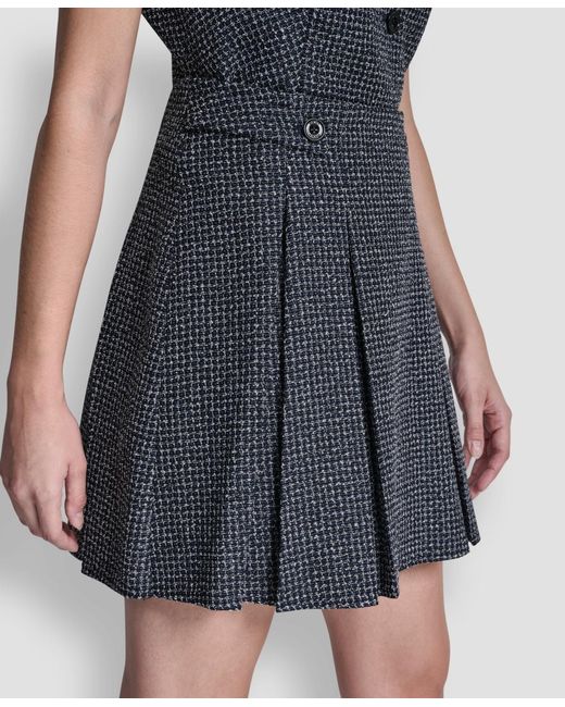 DKNY Black Pleated Zippered Mini Skirt