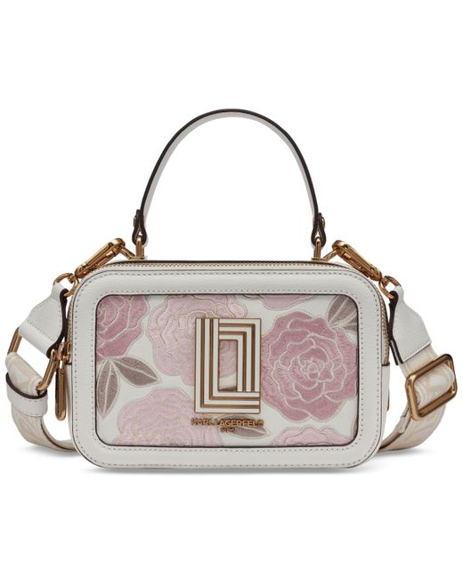 Karl Lagerfeld Pink Simone Embroidered Camera Crossbody