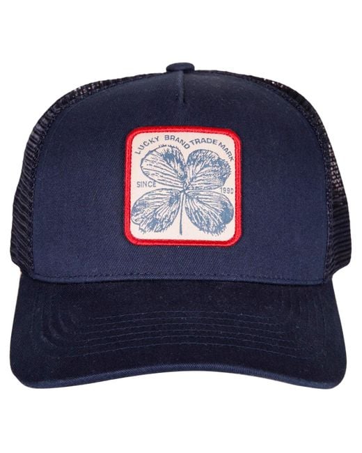 Lucky Brand Blue Clover Patch Trucker Hat