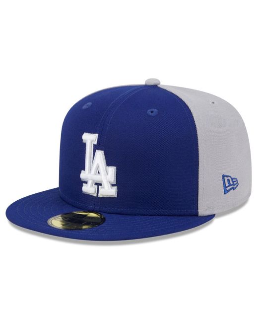 KTZ Blue Royal/gray Los Angeles Dodgers Gameday Sideswipe 59fifty Fitted Hat for men