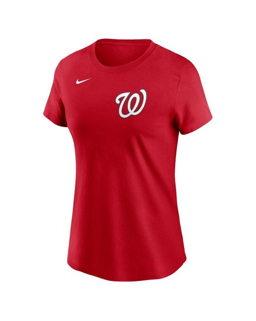 Nike Red James Wood Washington Nationals Fuse Name Number T-shirt