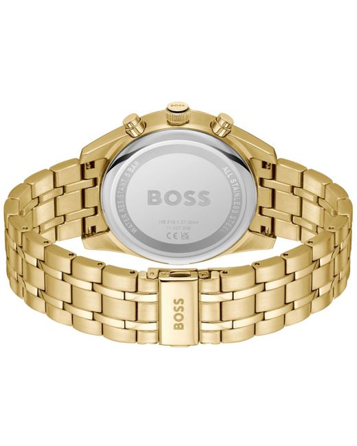 Boss Metallic Boss Skytraveller Quartz Fashion Chrono Ionic Plated Thin Gold-tone Steel Watch 44mm for men