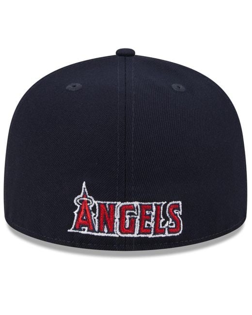 KTZ Red/navy Los Angeles Angels Gameday Sideswipe 59fifty Fitted Hat for men