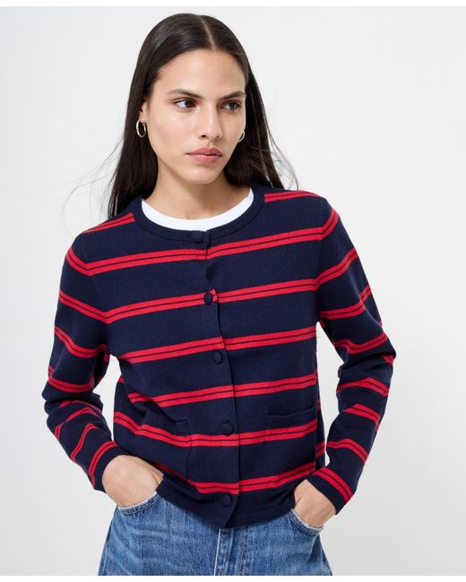 French Connection Blue Padma Striped Button-front Cardigan