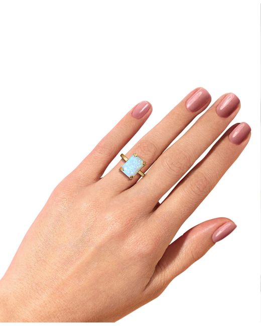 Macy's Blue Lab-grown Emerald-cut Statement Ring