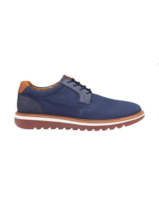 Johnston & Murphy Blue Braydon Knit Plain Toe Casual Lace Up Sneakers for men