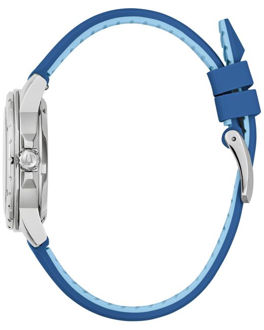 Bulova Blue Automatic Marine Star Silicone Strap Watch 35mm