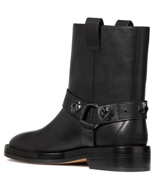 Kate Spade Black Spade Flower Garden Suede Moto Boots