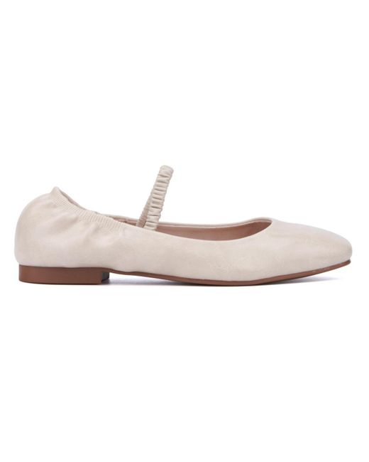 New York & Company White Paris Elastic Back Flat Ballet Flats