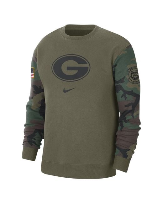 Nike Green Georgia Bulldogs Military-inspired Pack Club Pullover Sweatshirt for men